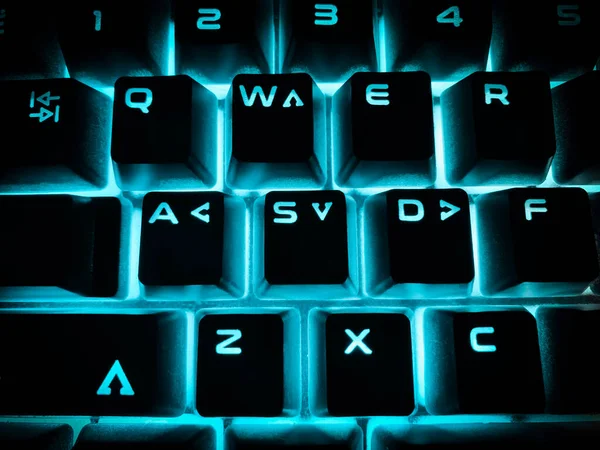 Different Backlight Keyboard Keys Awds Keys Game Backlight Keyboard — Stock Photo, Image