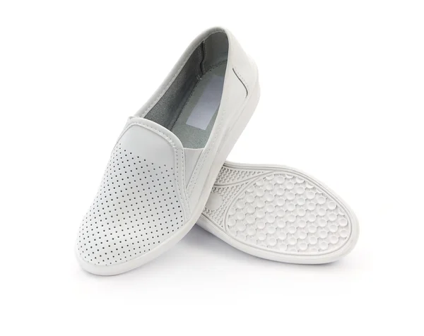 Zapatos de cuero unisex blanco con agujeros — Foto de Stock