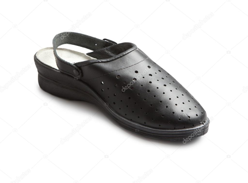 Black unisex leather shoes with holes 