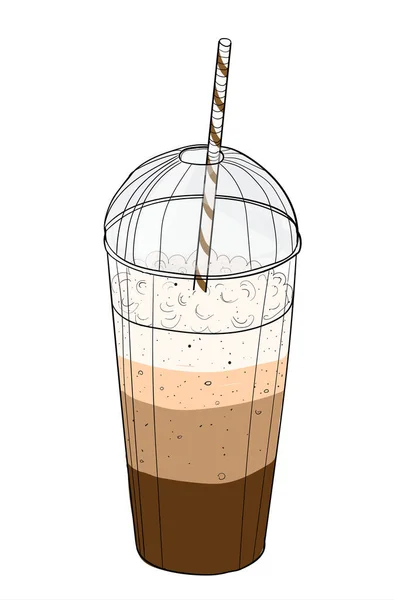 Café con leche dibujado a mano sobre un fondo blanco. Ilustración vectorial. — Archivo Imágenes Vectoriales