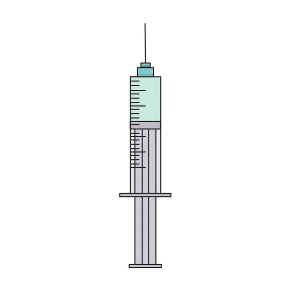 Vector illustratie van de spuit. Met zwarte omtrek en kleur op een witte achtergrond. — Stockvector