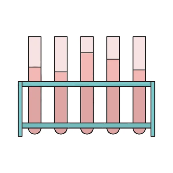 Ilustración vectorial de tubos de ensayo. Con contorno negro y color sobre fondo blanco. — Archivo Imágenes Vectoriales