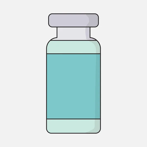 Vektor illusztráció egy gyógyszeres üvegről. Fekete körvonal és szín egy fehér háttér. — Stock Vector