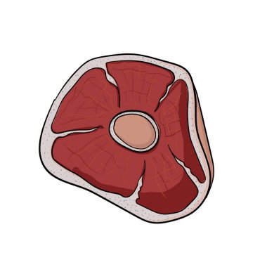 Beyaz arka planda elle çizilmiş et parçası.