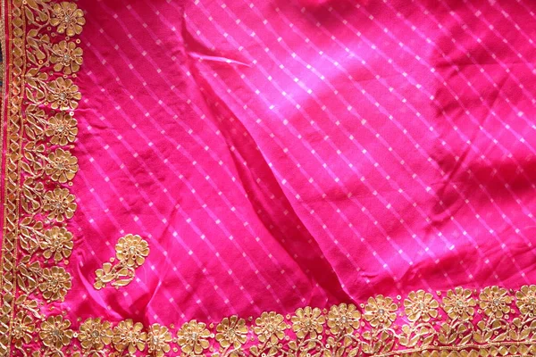 Indická Nebo Rajasthani Saree Textura — Stock fotografie