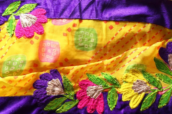 Indická Nebo Rajasthani Saree Textura — Stock fotografie