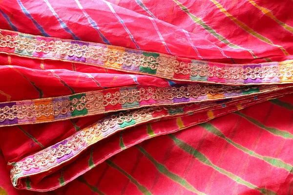 Indická Nebo Rajasthani Saree Textura — Stock fotografie