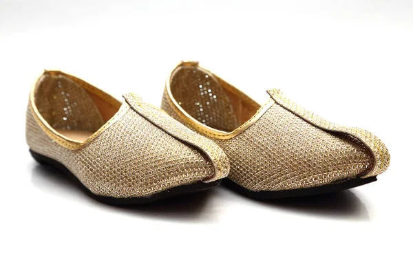 Indischer Bräutigam Ethnische Designer Schuhe — Stockfoto