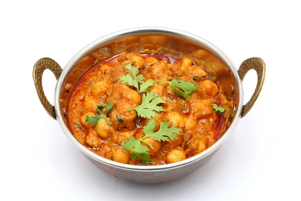 Chickpea Curry Punjabi Chole Serving Bowl White Background — Stock Photo, Image