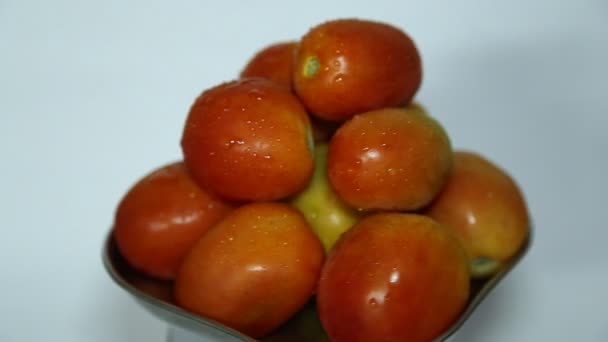 Granja Tomates Crudos Frescos Girando — Vídeos de Stock