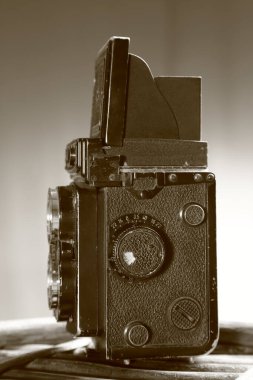 En popüler Twin Lens Reflex 'in (TLR) yüksek çözünürlüklü fotoğrafı 120 rulo film kamerası markası Yashica