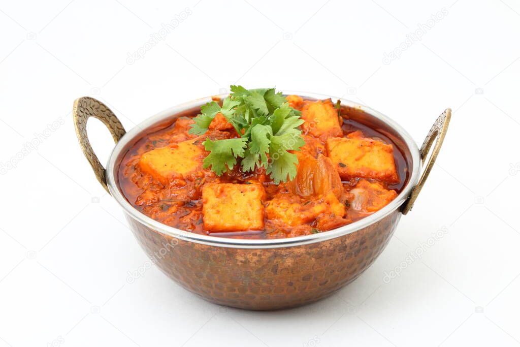 INDIAN STYLE COTTAGE CHEESE VEGETARIAN CURRY DISH. Kadai Paneer - traditional Indian food