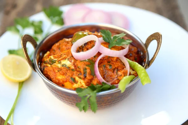 Indische Stijl Kaasjeskruid Vegetarische Kerrieschotel Kadai Paneer Traditionele Indiase Punjabi — Stockfoto