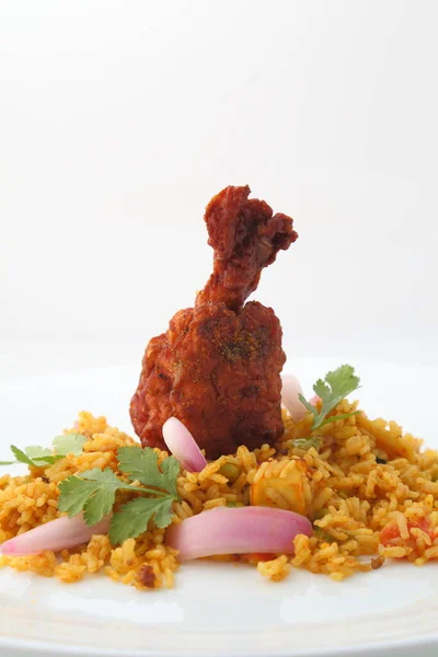 Mutton Або Chicken Gosht Biryani Індії Курячий Смажений Рис — стокове фото