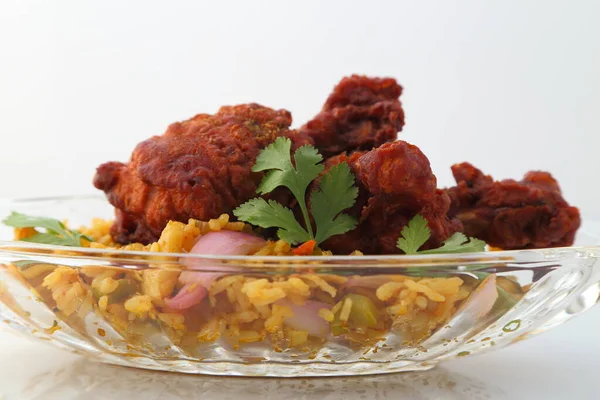 Carne Montone Pollo Gosht Biryani Dall India Riso Fritto Pollo — Foto Stock