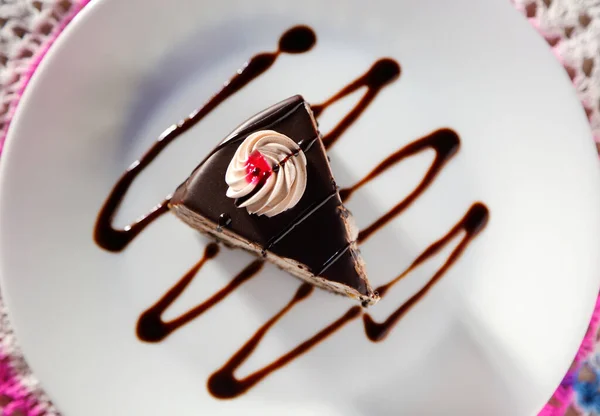 Sweet Homemade Dark Chocolate Layer Cake — Stock Photo, Image