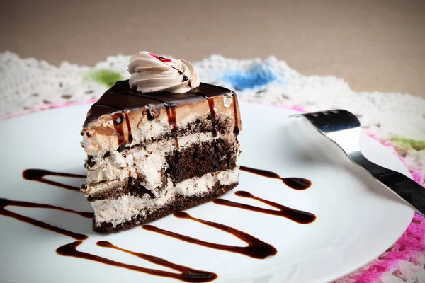甜自制的黑巧克力蛋糕 — 图库照片
