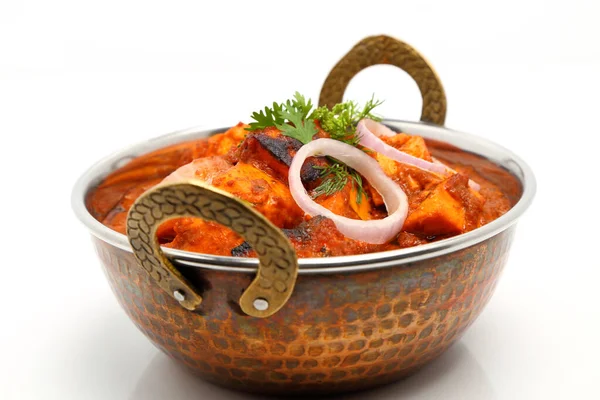 Indian Food Indian Curry Een Koperen Schaal — Stockfoto