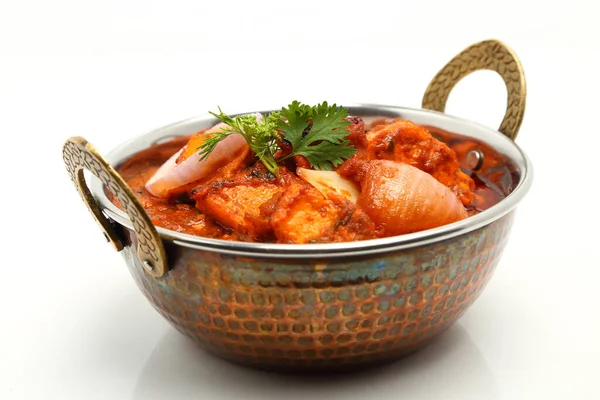Indian Food Indian Curry Een Koperen Schaal — Stockfoto