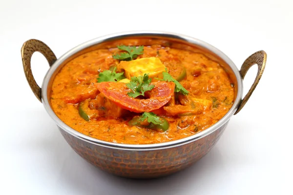 Indiai Ételek Vagy Indiai Curry Rézfúvós Tálban — Stock Fotó