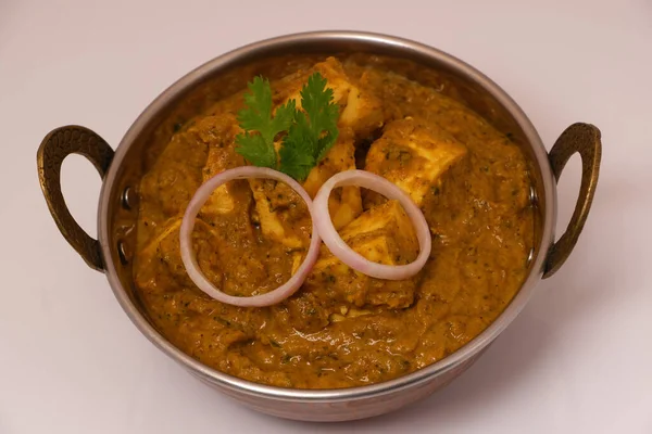 Indian Food Indian Curry Een Koperen Schaal — Stockfoto