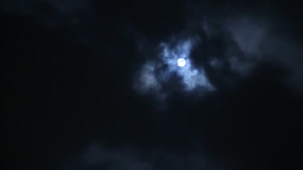 Luna Llena Detrás Las Nubes Por Noche — Vídeo de stock