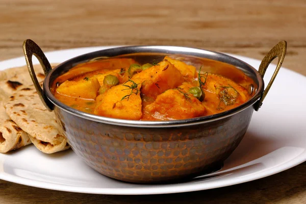 Indiase Stijl Cottage Kaas Schotel Curry Met Roti — Stockfoto