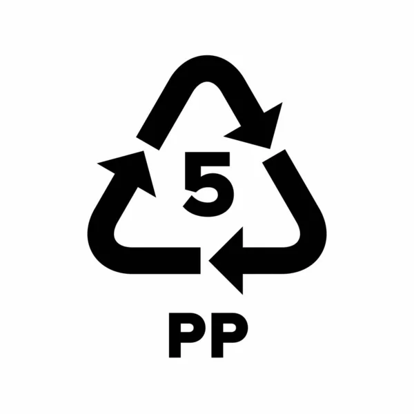 Paketleme (PP) için plastik geri dönüşüm kodu uygulandı. Vektör işareti.