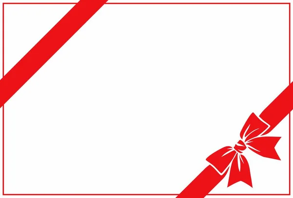 Hediye ya da doğum günü hediyesi olarak kırmızı fiyonk. Yeni yıl ya da Noel için kartpostallar için dekor. Kırmızı dikey kurdele. Vektör illüstrasyonu. 