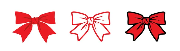 Arc Rouge Pour Décorer Cadeau Salutations Anniversaire Décor Pour Cartes — Image vectorielle