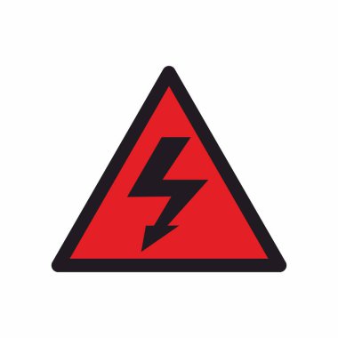 Yıldırım çarpması üçgen simgesi, flaşlı resim. Elektrik ikonu. Şarj simgesi. Elektrik şoku. Tehlike, elektrik. Vektör.