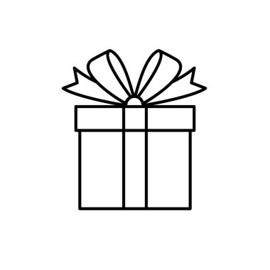 Hediye kutusu. Hediye ve doğum günü sembolü. Vektör hediye fotoğrafı. Şenlik kurdeleli bir kutu, yay. Siyah özet.