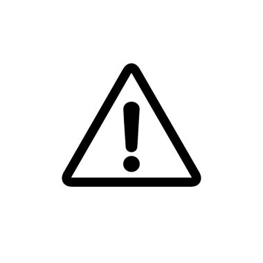 Tehlike uyarısı sembolü. Tehlike işareti izole edildi, dikkat ikonu. Tehlike uyarısı, üzerinde ünlem işareti olan resim yazısı. Üçgen vektör risk işareti, siyah ve beyaz. Dikkat!.