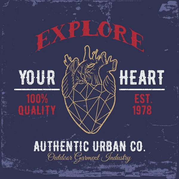 Explore Your Hearts Print для рубашек . — стоковый вектор