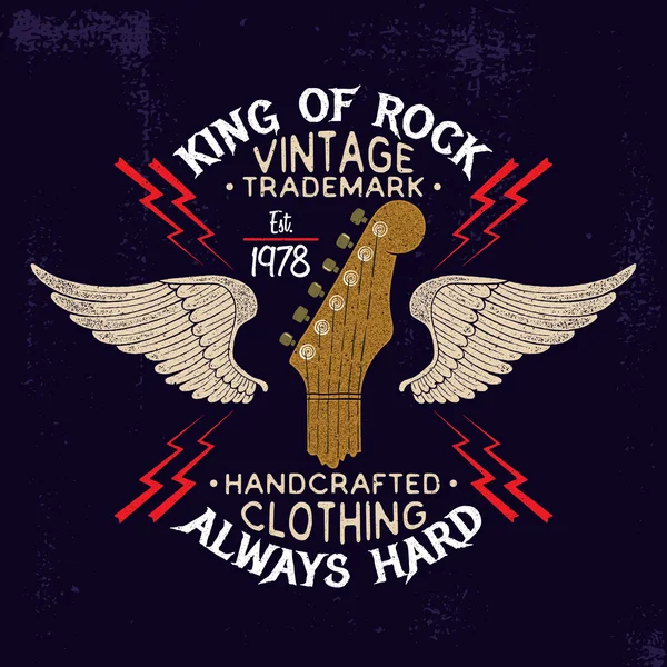 Cabeza de guitarra y alas emblema de música rock . — Archivo Imágenes Vectoriales
