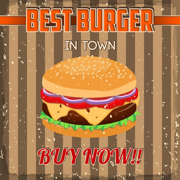 Diseño de póster Vintage Burgers — Vector de stock