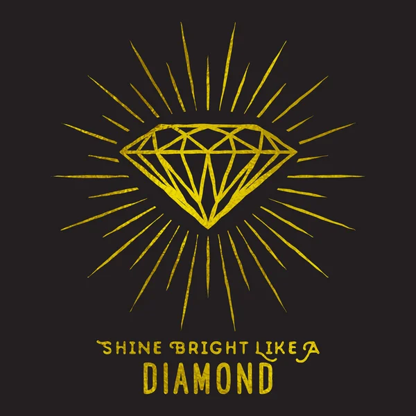 Hipster style of diamond shape on star light. — Stok Vektör