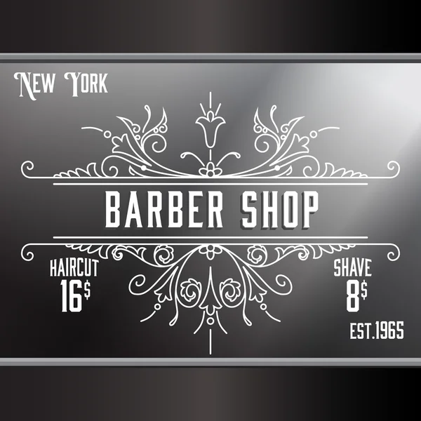 Vintage barber shop window advertising template. — Stock Vector