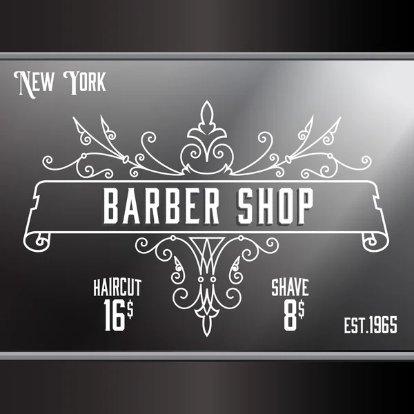 Vintage barber shop fenêtre publicité modèle . — Image vectorielle
