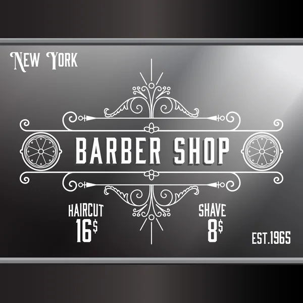 Vintage barber shop window advertising template. — Stock Vector