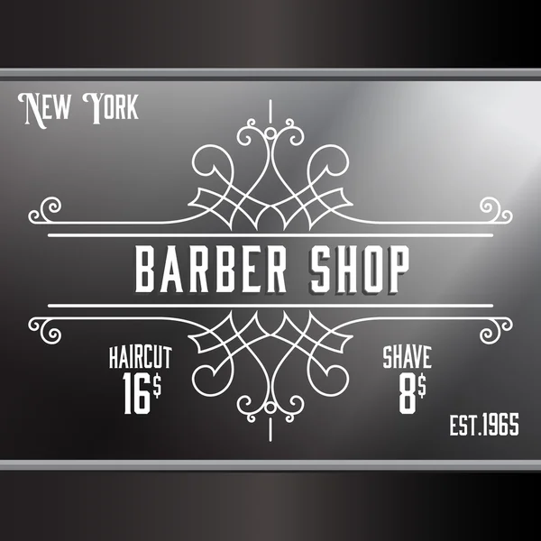 Vintage barber shop ablak reklám sablon. — Stock Vector