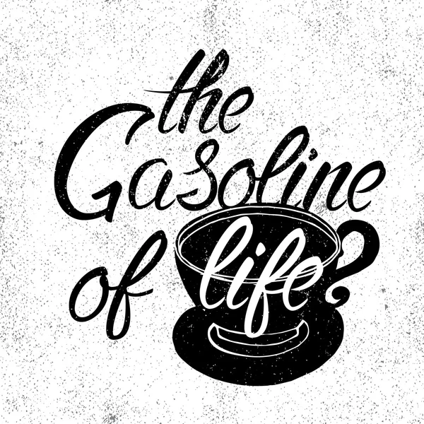 Ilustración de la silueta y frase taza de café . — Archivo Imágenes Vectoriales