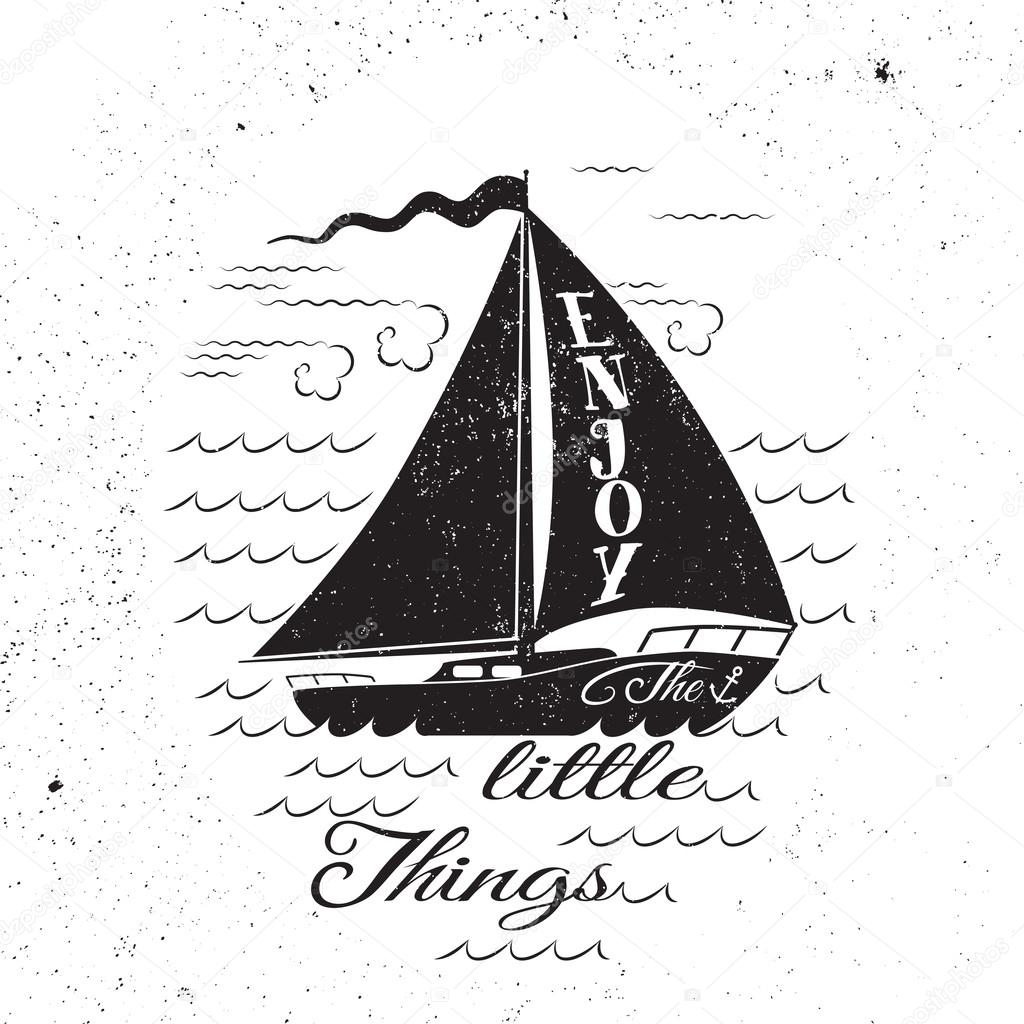 Enjoy the litttle things. Hand drawn inspirational poster.