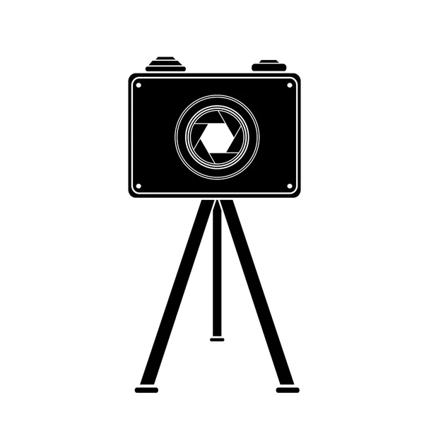 Černobílé retro fotoaparát ikona. vektorové ilustrace — Stockový vektor