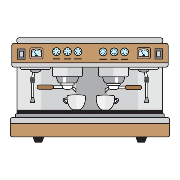 전문 커피 기계 금속 색상 플랫 스타일에 — 스톡 벡터