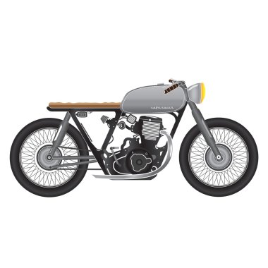 Eski vintage motosiklet, metalik renk. kafe racer Tema
