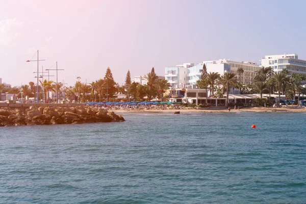 Littoral Hôtels Cafés Sur Plage Chypre — Photo