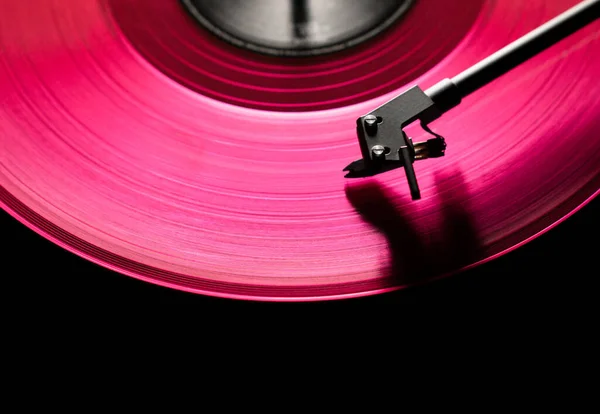Růžový Vinylový Disk Detailní Záběr Techno Music — Stock fotografie