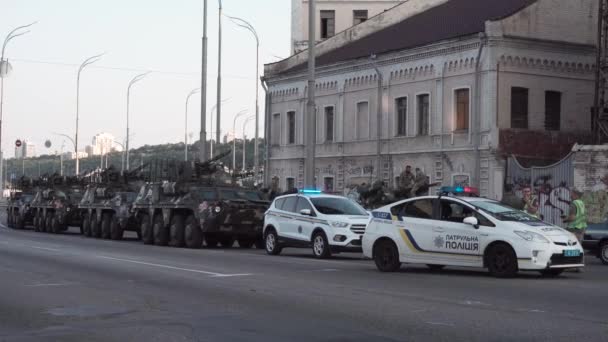 Kiev Oekraïne Augustus 2021 Voorbereiding Van Militaire Grondapparatuur Voor Parade — Stockvideo