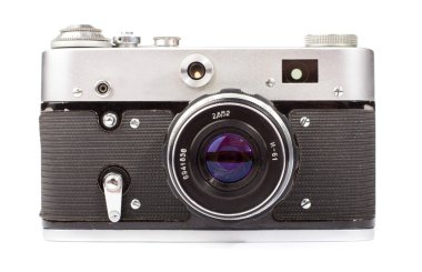 Beyaz arka plan üzerinde izole retro kamera